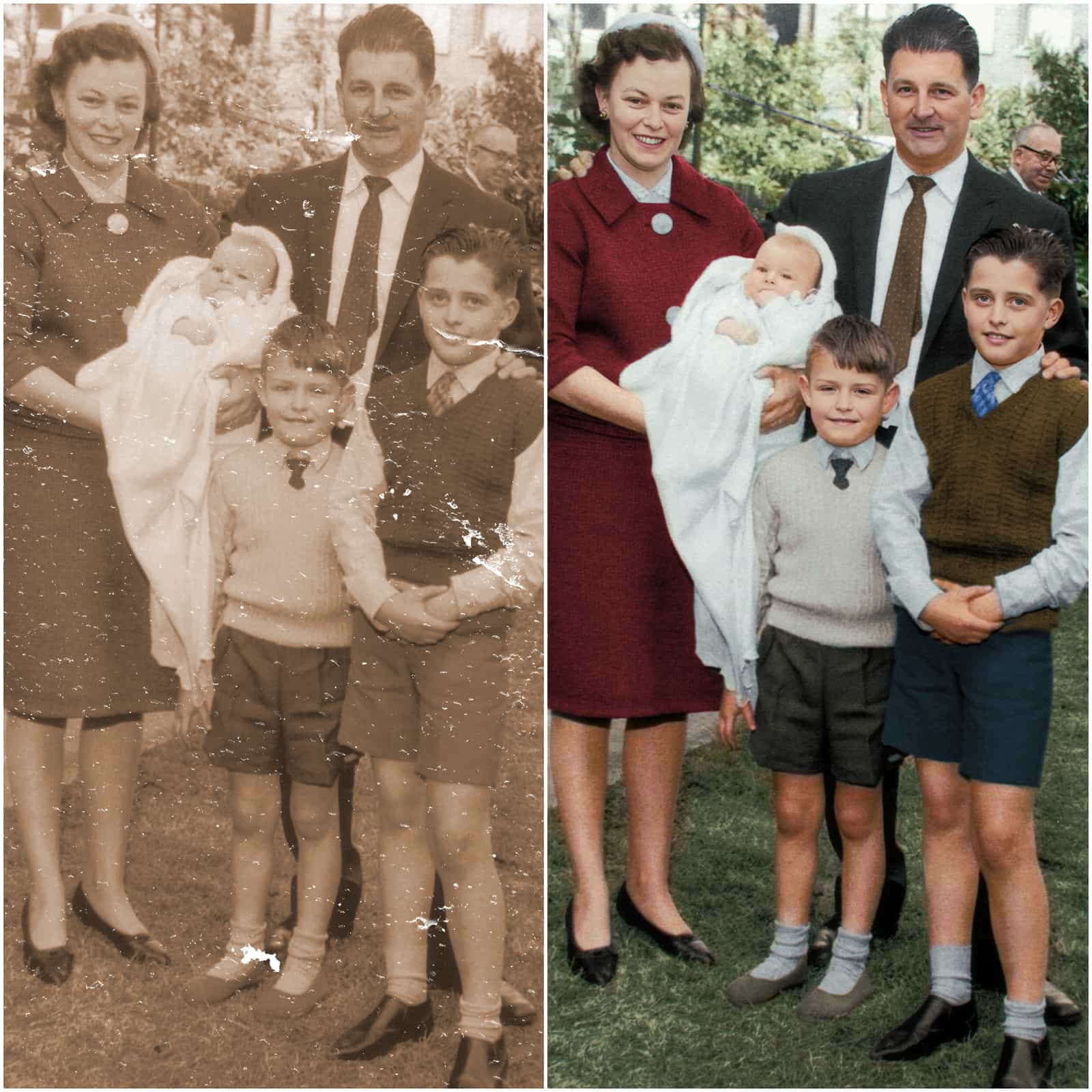 Photo restoration before and after example