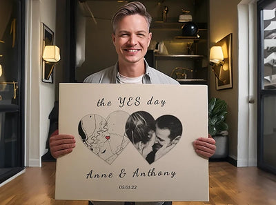 Customer holding Personalized Portrait