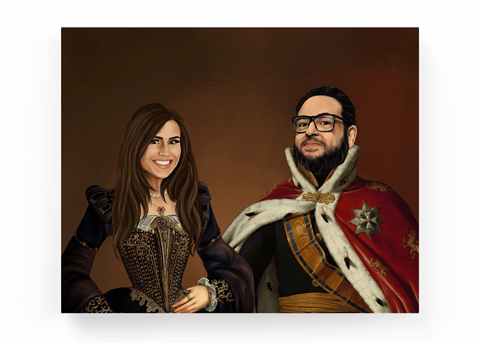 Custom Couples Portrait, King and Queen Painting, Personalized