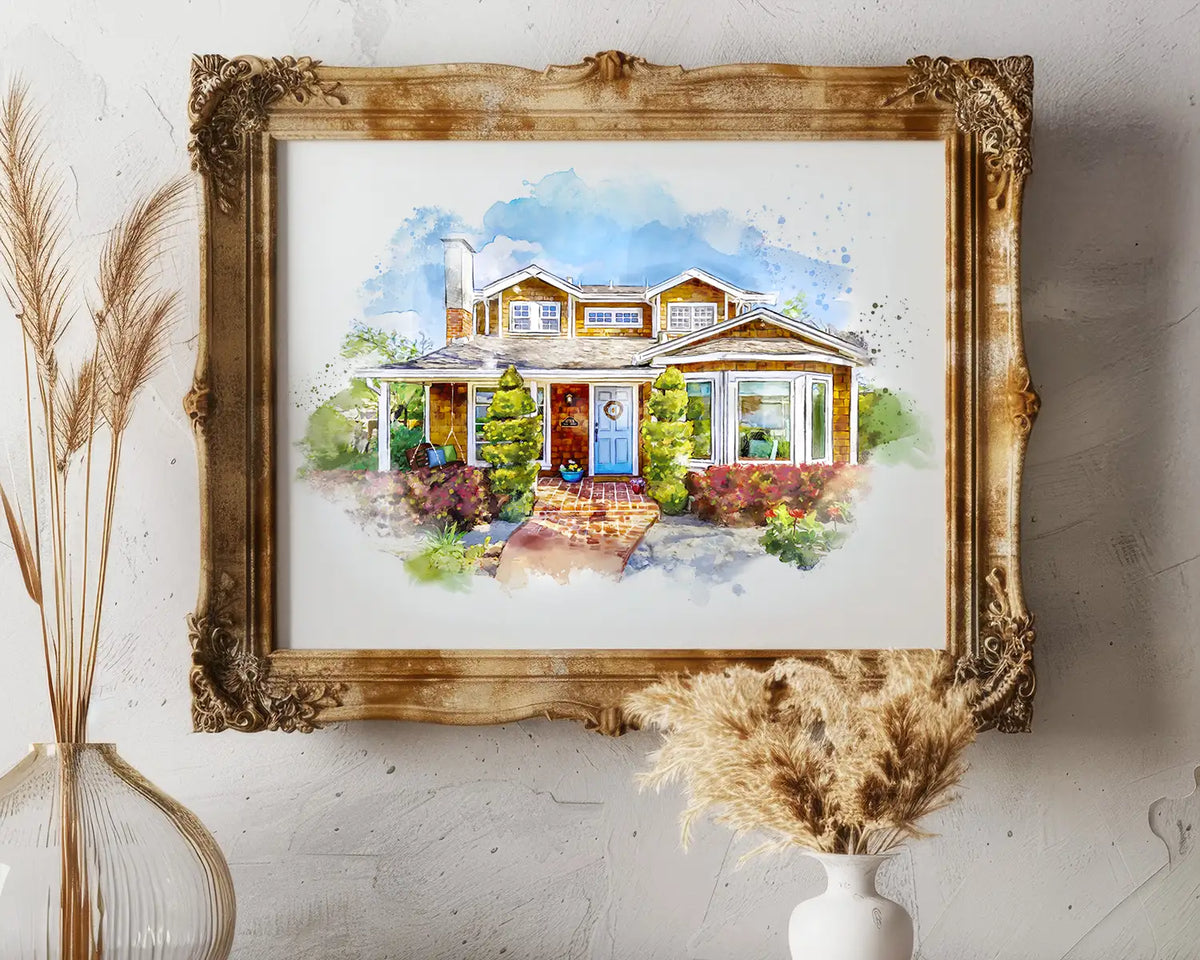 custom house watercolor painting