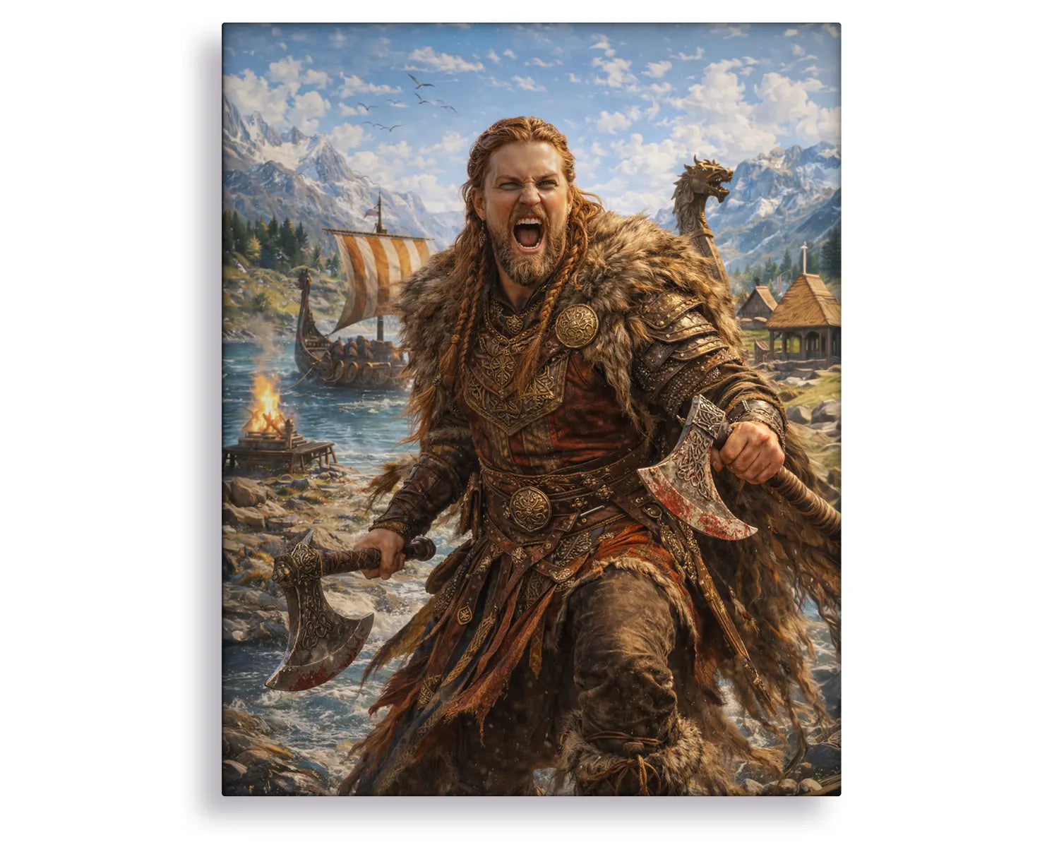 custom viking portrait on canvas