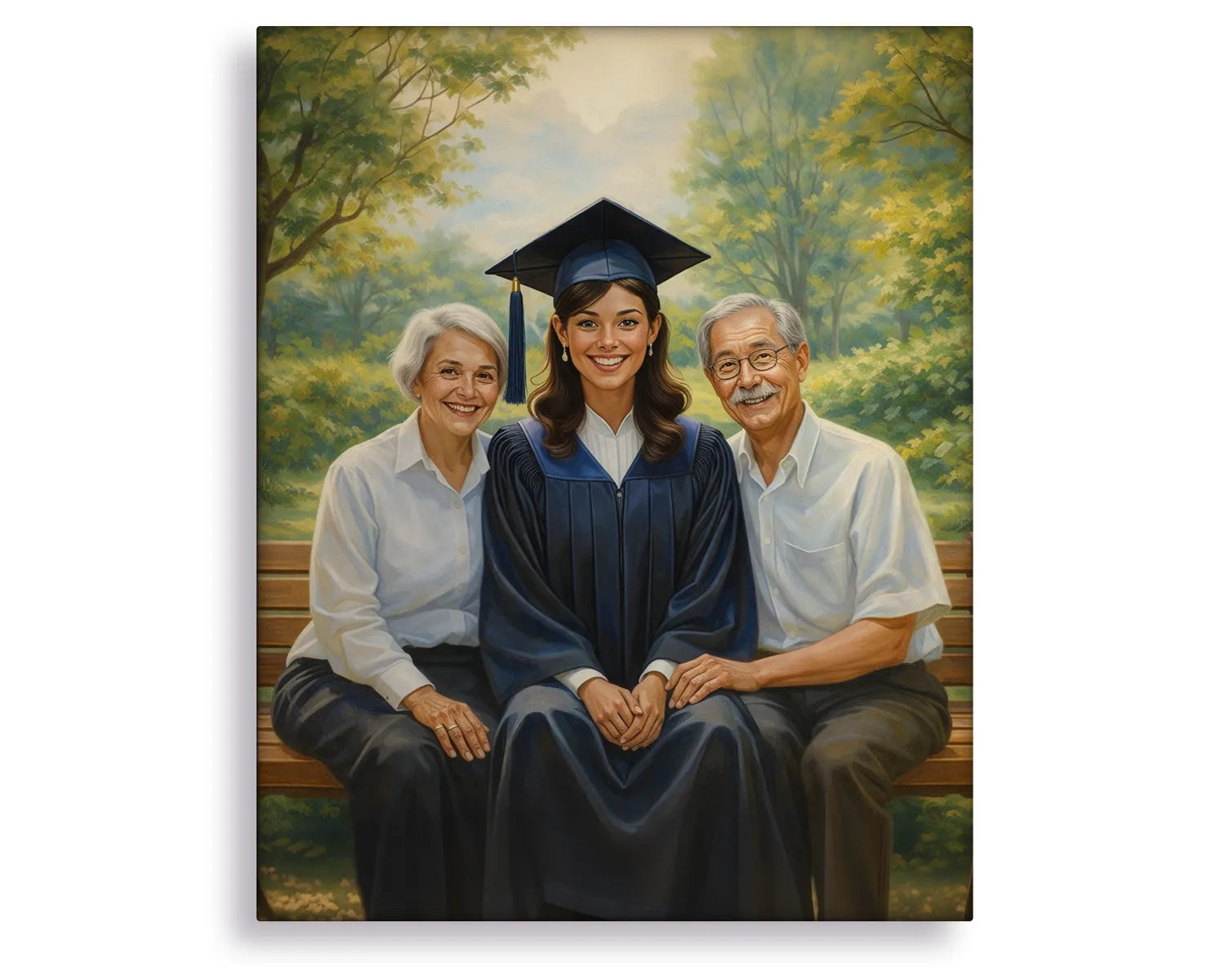 graduate with family portrait