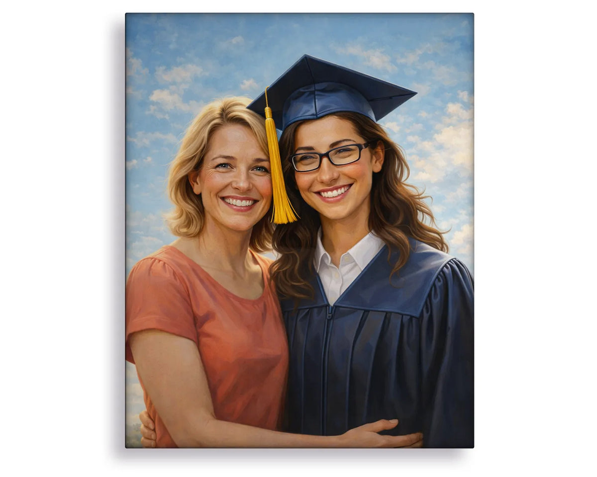 graduate with mother portrait