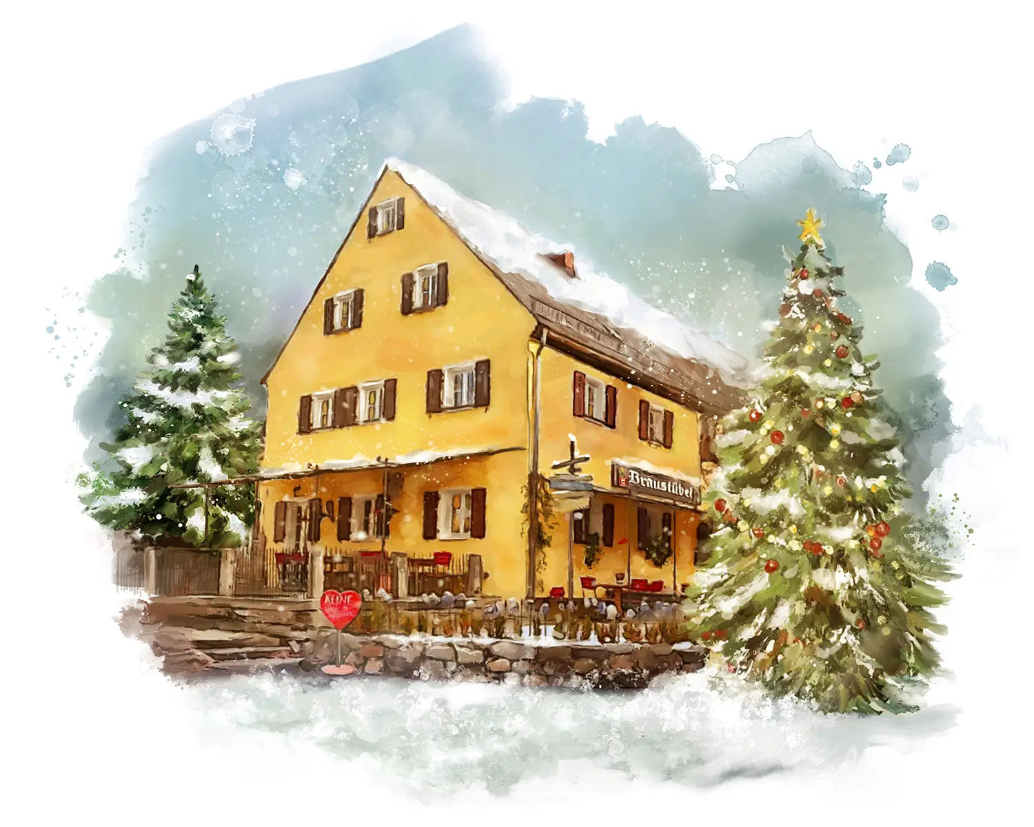 custom watercolor house painting