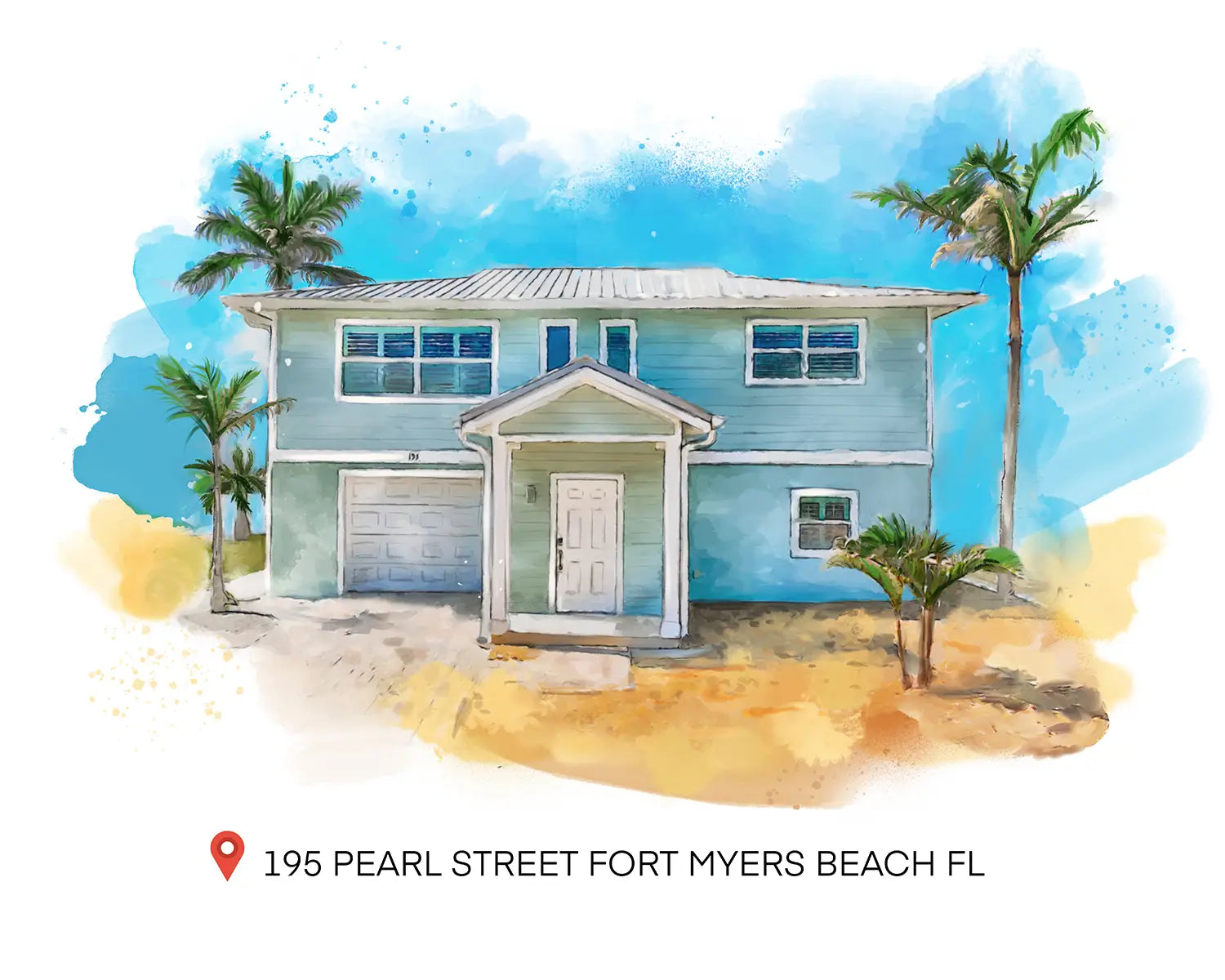 watercolor house portrait