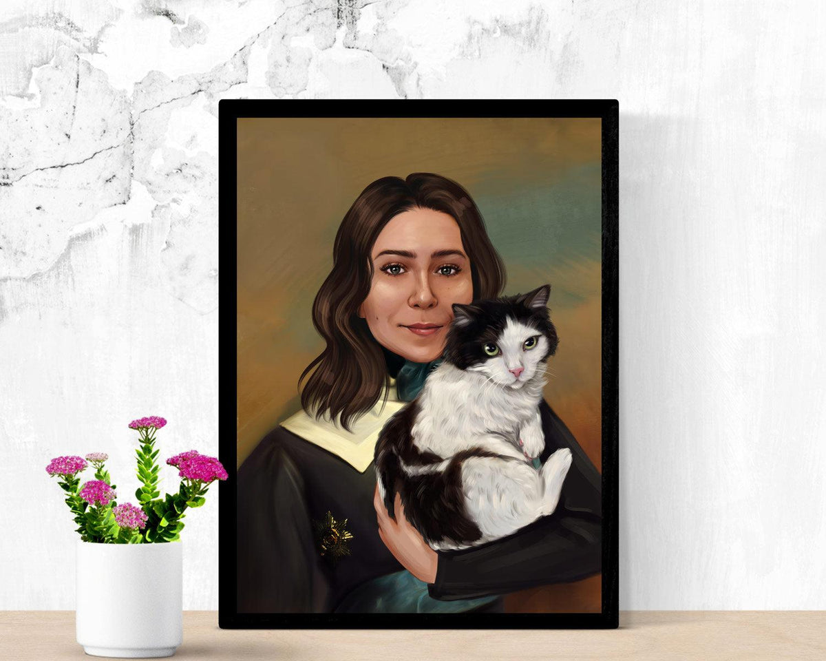 Custom Pet and Owner Portraits - Personalized Cat & Dog Painting ...